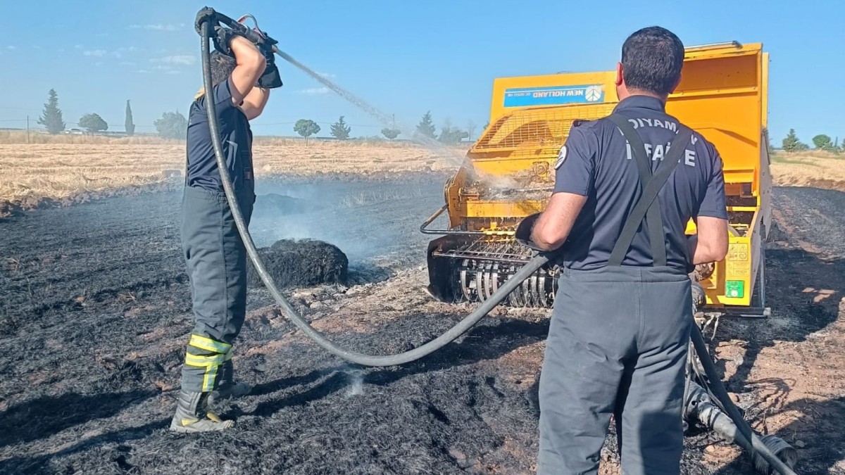 Adıyaman’da balya makinesi yangınına itfaiye ekipleri müdahale etti