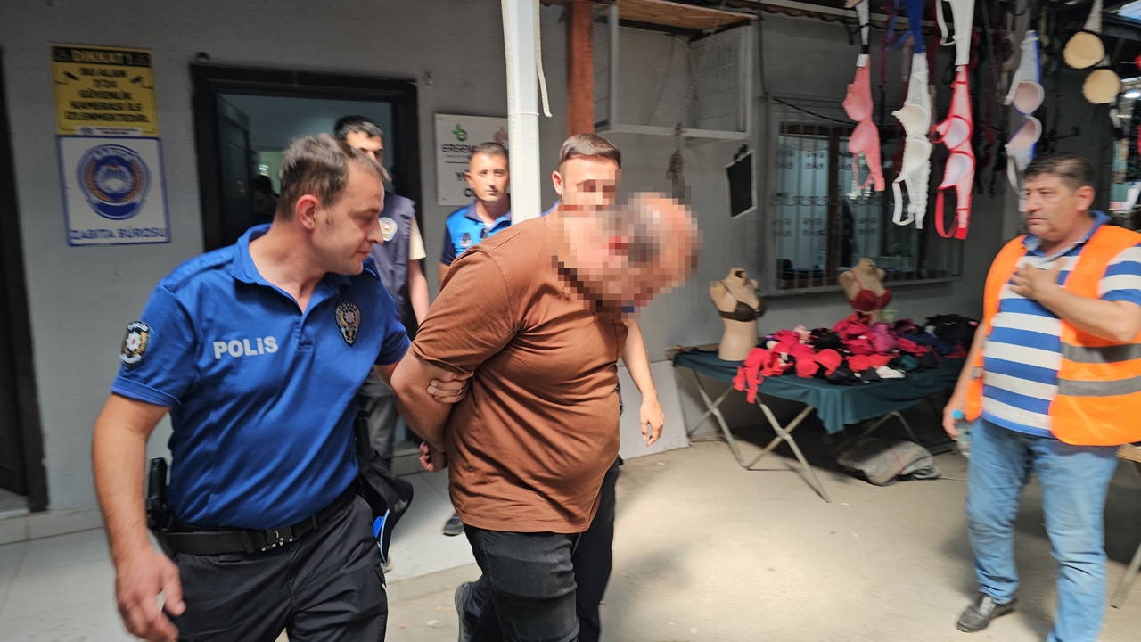 Pazar yerinde kadınların görüntülerini çeken erkek gözaltına alındı